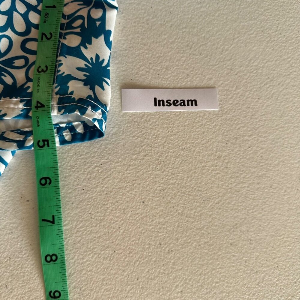 Adidas Junior Size 7 Board Shorts Floral Teal White Velcro & Tie Waistband - Picture 8 of 12